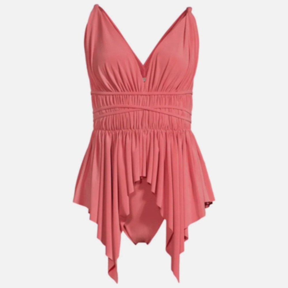 Norma Kamali Goddess Mini Swim Dress Papaya Size Small NWT
